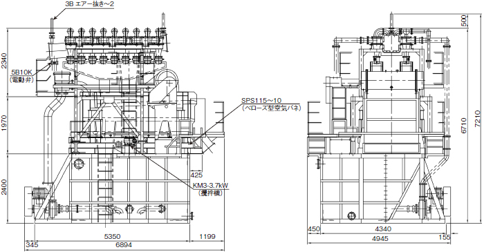 大容量土砂分離機（サンドコレクター）寸法図